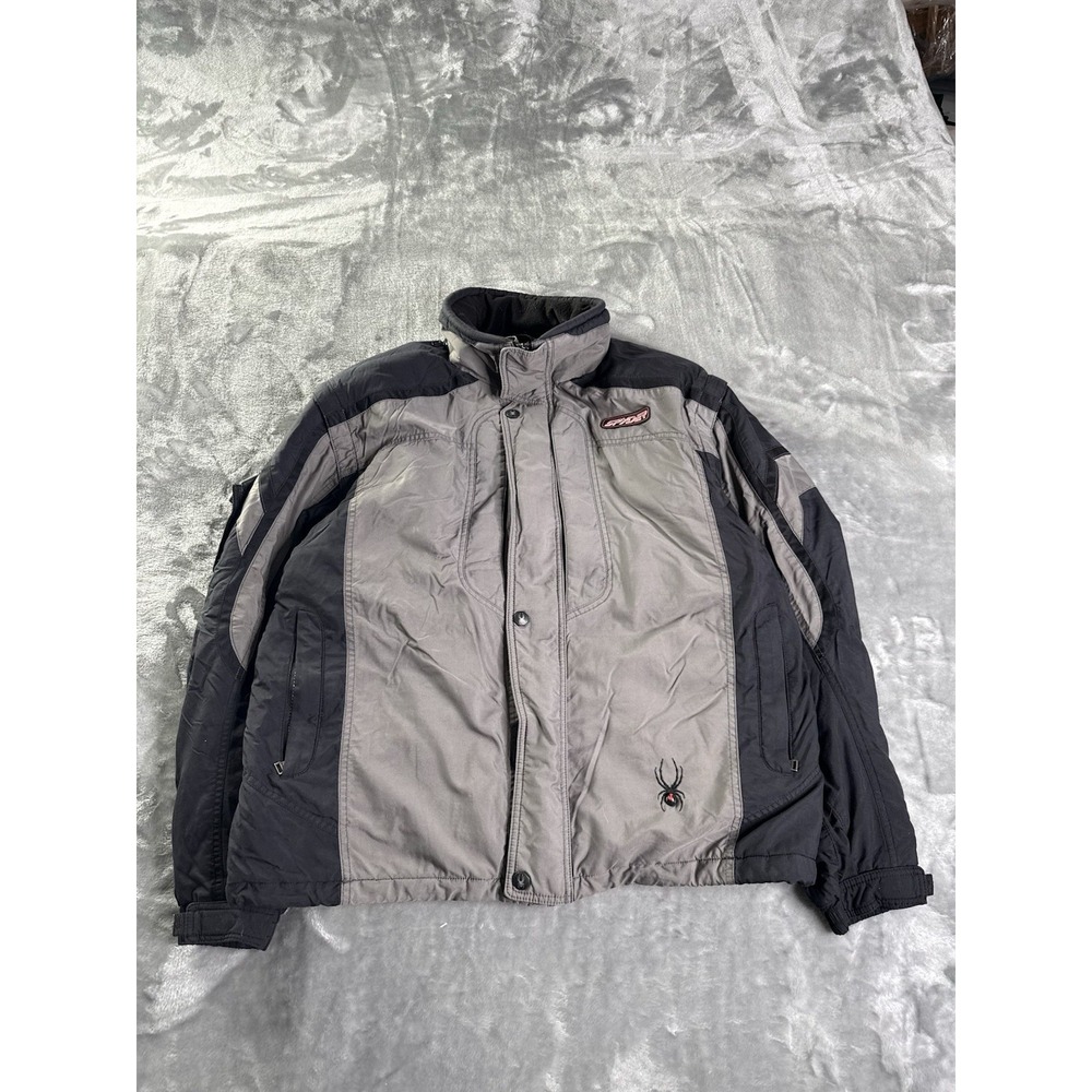 Mens XL Spyder Thinsulate Insulated Ski Snowboard Jacket Black Gray 2000's